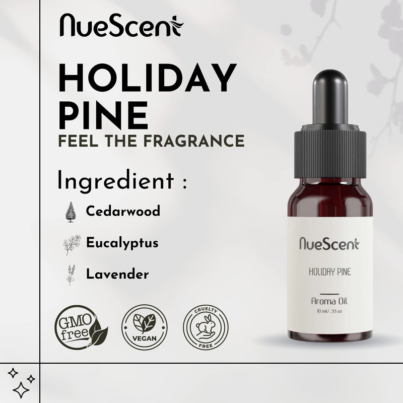 NueScent Holiday Pine Aroma Oil for Scent Diffusers - 10