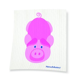 New Metro Design WLP-2PK Reusable Swedish Tea Towel Cotton Little Piggy