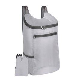 Beaface Foldable Backpack Waterproof Lightweight, Small Backpacks Foldable Rucksack for Travel, Packable Folding Backpack for Men Women Outdoor Hiking Walking Camping Biking (Grey)