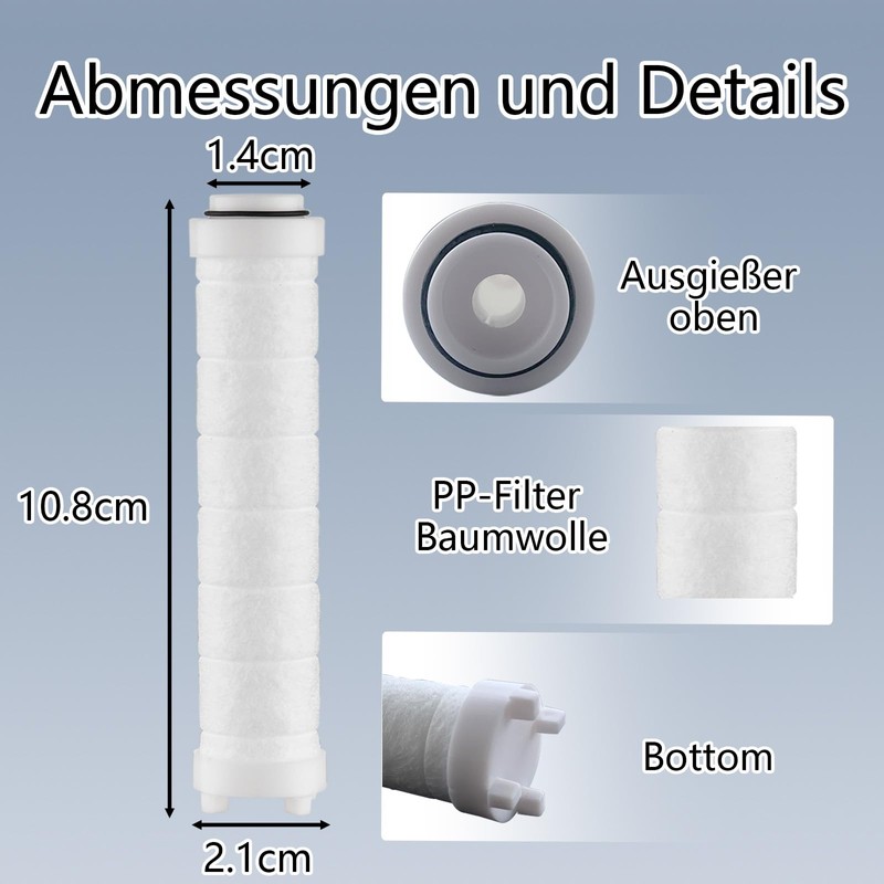Nafall 6-Stück Filter Duschkopf,PP Baumwolle Filter für Duschkopf,Universal Filter Für