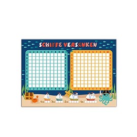 Junaversum 10 Game Blocks Ships Sinking / Pads DIN A6 (Octopus Pirate) 25 Sheets Each