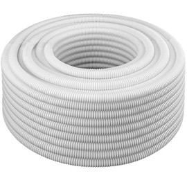 Electriduct 1.25" Flame Retardant Non-Slit Wire Loom Tubing Polypropylene Corrugated Non-Split Electrical Conduit 10 Feet White