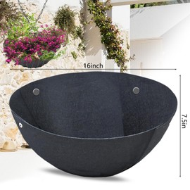 Yallmie 4Pcs Black Felt Trough Liner, Felt Liners for Hanging Baskets Round Fabric Planter Basket Liner, Felt Trough Planter Liners Trough Replacement Liners for Plants Flowers Vegetable Growth (16in)