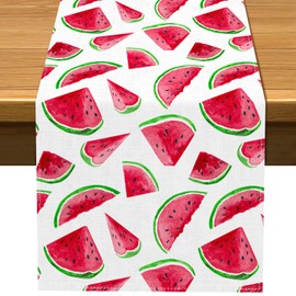 Vohado Watermelon Table Runner Spring Summer Watermelon Theme Party Decoration Dining Room Holiday Home Kitchen Island Decor