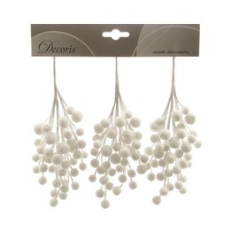 Artificial Berry Branches 15 cm x 3 Pieces Plastic Polystyrene Berries with Snow Decorative Branches Small White
