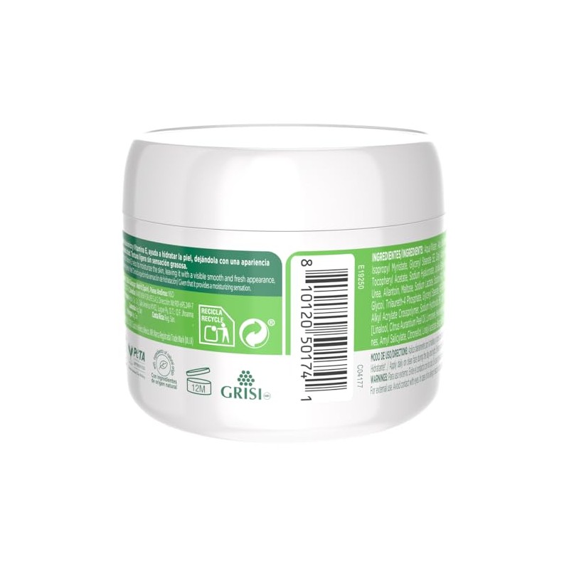 GRISI Crema Facial Hidratante con Aloe Vera, cido Hialurnico Vitamina