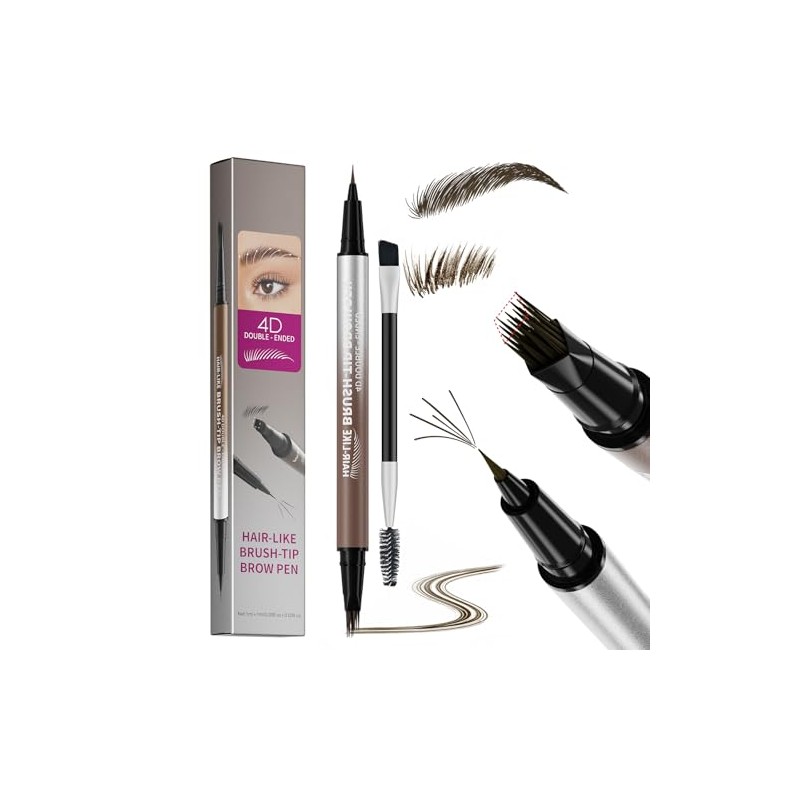 Erinde Lápiz Líquido para Cejas Doble Punta, Perfilado Preciso, Duración