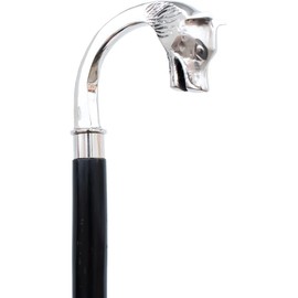 Riylox Handmade Wolf Head Brass Handle Walking Stick Design Vintage Victorian Walking Stick Walking Cane for Men & Women - Foldable, Walking Sticks for Seniors & Adults Silver & Black