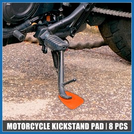 A ABSOPRO 8pcs Motorcycle Kickstand Pad Support Plate Pad Parking Stand Side Stand Extension Pad Orange Item Replacement