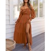 ZESICA Women's 2025 Boho Sexy Off Shoulder Long Sleeve Smocked