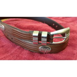 Men's Brown Genuine Leather Belt with University of Maryland Terps Conchos 28 NL