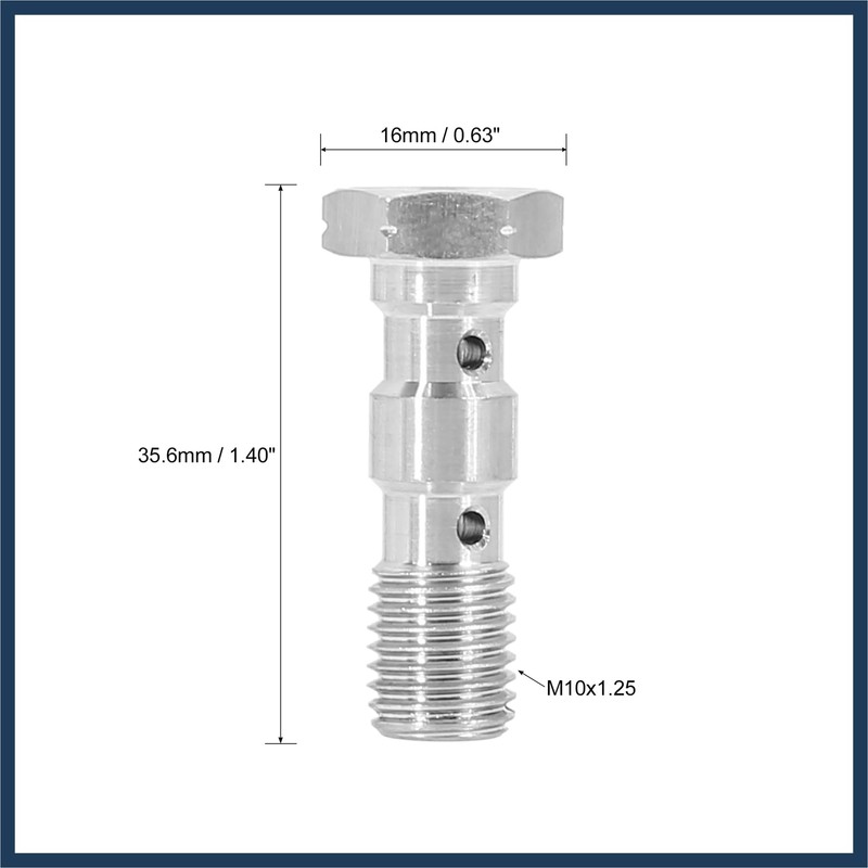 INFINAUTO 2pcs M10x1.25 Metric Thread Double Banjo Bolt Brake Fitting
