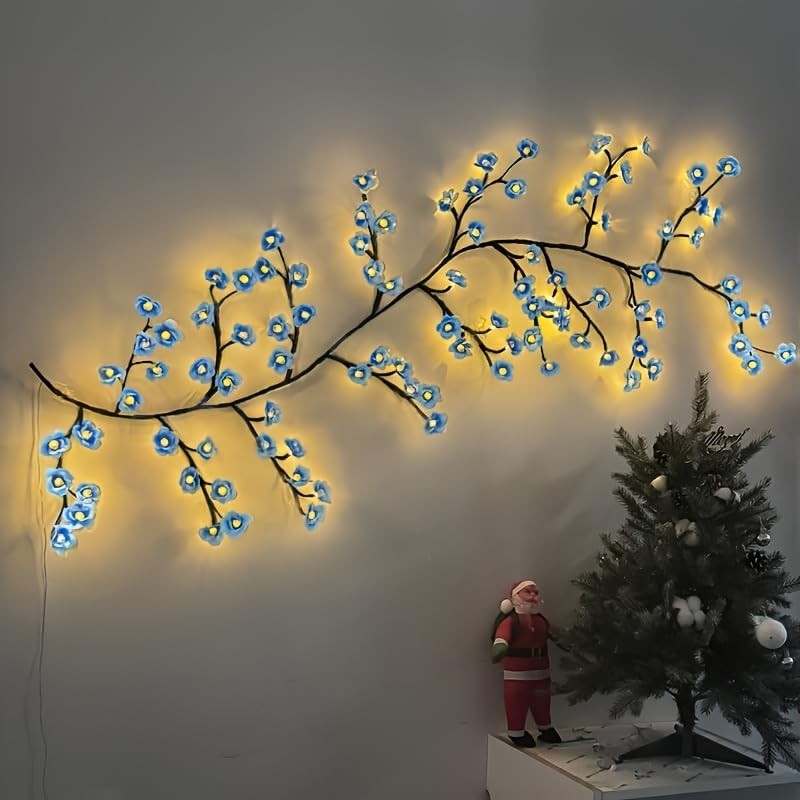 Blue Cherry Blossom LED Lights for Bedroom Decor, BomKra Cherry