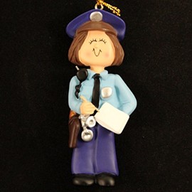 Ornament Central Police Officer Ornament - Female - Brown Hair