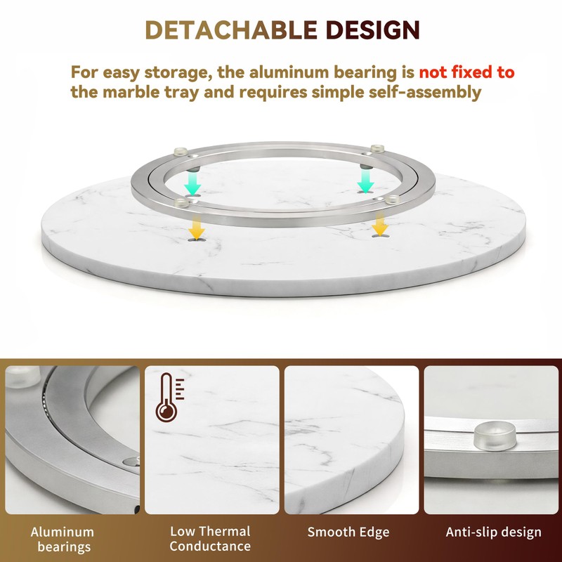 16" Marble Lazy Susan, Stone White Lazy Susan for Table