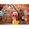 LTLYH 10X8ft Christmas Fabric Photography Backdrop Wooden House Candy Tree