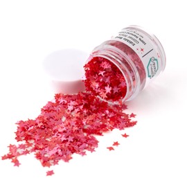 100% Natural Color Edible Glitter Stars | Organic | Gluten-Free | Food-Safe, Non-Toxic | Perfect for Cakes, Cupcakes, Drinks, Desserts (Red, 2 Grams)