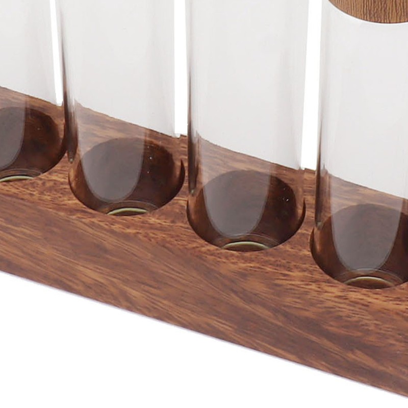Coffee Bean Storage Tubes with Walnut Wood Stand Lid Glass