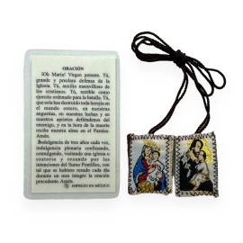 Maria Auxiliadora Tarjeta de Oracion Laminada Escapulario 2 Pc Set Prayer Card