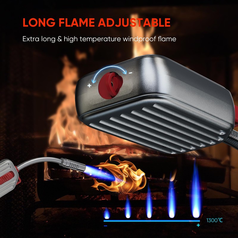 Megainvo Butane Lighter Torch Long Lighter Gas Refillable Fireplace Lighter