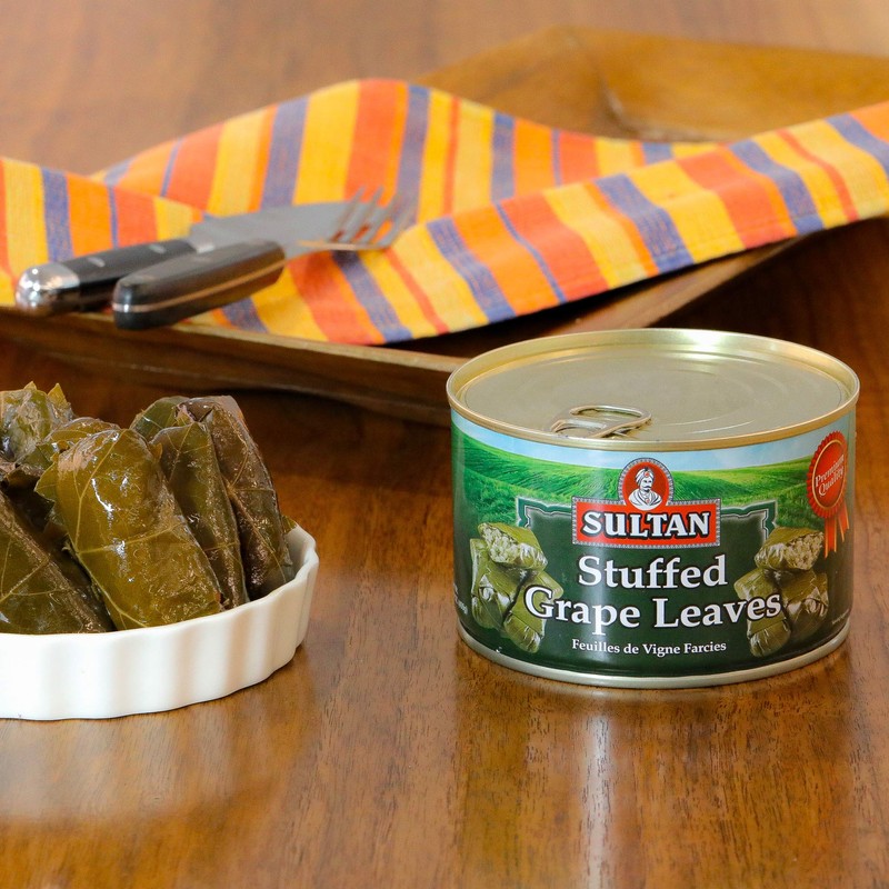 Sultan vegetarian Stuffed Grape Leaves, Precooked Premium Dolma, Dolmades. Perfect