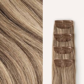 Luxy Hair 12" Dimensional Natural Blonde Scalp Hair Fill-Ins Clip-In Hair Extensions (30 grams) 100% Remy Human Hair, For Thinning Near Scalp, 4-Piece Set, Mimics Hair Growth