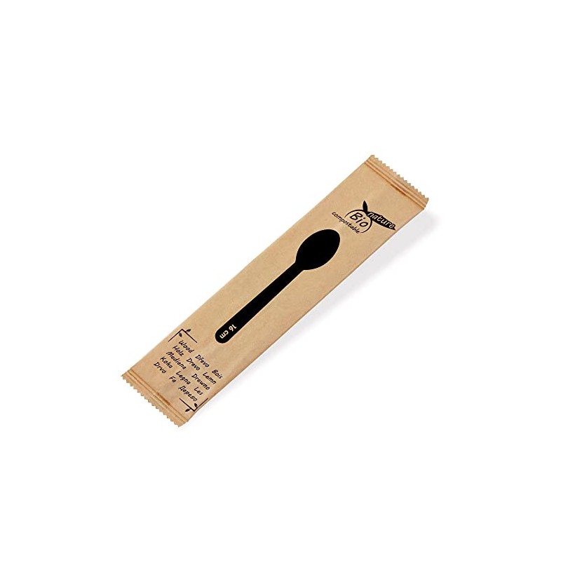 VEPATIM 100 Disposable Wooden Spoons Individually Hygienically Packed 16 cm