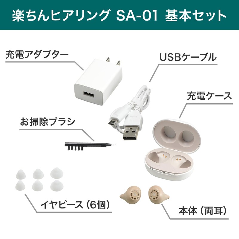 Shop Japan(ショップジャパン) 楽ちんヒアリング耳穴式 充電式集音器 連続約20時間使用可能 6段階の音量調節 最大約30倍に音を増幅 簡単操作 電池不要 USB充電