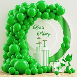 NISOCY Green Balloons Arch Garland Kit, 102PCS 18In 12In 10In 5In Green Balloons Different Sizes for Birthday Wedding Baby Shower Jungle Summer Fruit Green Theme Anniversary Celebration Decoration