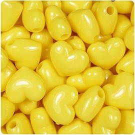 BeadTin Yellow Opaque 18mm Heart Plastic Pony Beads (24pcs)