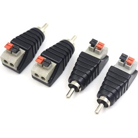 Comforty 4 x RCA RCA to Speaker Cable Adaptor Subwoofer Speaker Phono RCA Male to AV 2 Screw Clamp Video Audio Spring Press Type Balun for CCTV