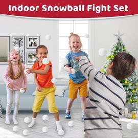 Lunhans 100PCS Indoor Snowball Fight Set Fake Snowballs for Kids Artificial Snow Balls for Christmas Decoration Realistic Snow Plush Balls White Outdoor