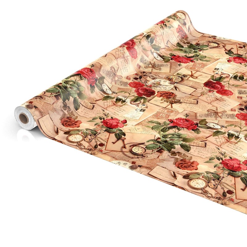 ANRO Oilcloth Tablecloth Oilcloth Tablecloth Country House Roses Letters Round