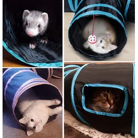 Cat Tunnels, Pet Ferret Rabbit Bunny Tunnels Tubes Subway Habitats, S-Style, DIY Cat Peekaboo Maze House Tent Bed, Kitten Interactive Toy (H Type Tubes)