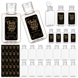 50 Sets 60th Party Favors Empty Hand Sanitizer Bottles