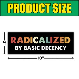 BAVAHA [10"x3"] Radicalized by Basic Decency Bumper Sticker Social Justice Stickers Vinyl Political Decal Socialist, Liberal Accessories, Democracy Gift Decorations for Cars Windows Vehicles