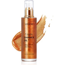 LIYALAN Aceite Corporal Brillante Bronce Dorado, 5 Tonos Bronce, 100 Ml. Iluminador Facial Perlado. Maquillaje Corporal Con Brillo Y Purpurina Dorada. Autobronceador Líquido.
