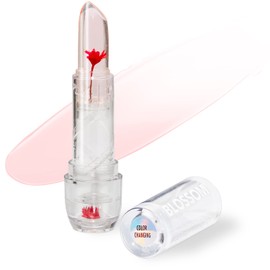 Blossom Lip Gloss Moisturizing pH Lip Balm, Strawberry Scented Color Changing Crystal Lip Stain Tint, Infused with Real Flowers, 3g, Red
