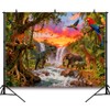 DePhoto 7x5FT Jungle Forest Animals Backdrop Tropical Rainforest Safari Background
