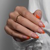 KQueenest Neon Orange French Tip Press On Nails Short Almond,