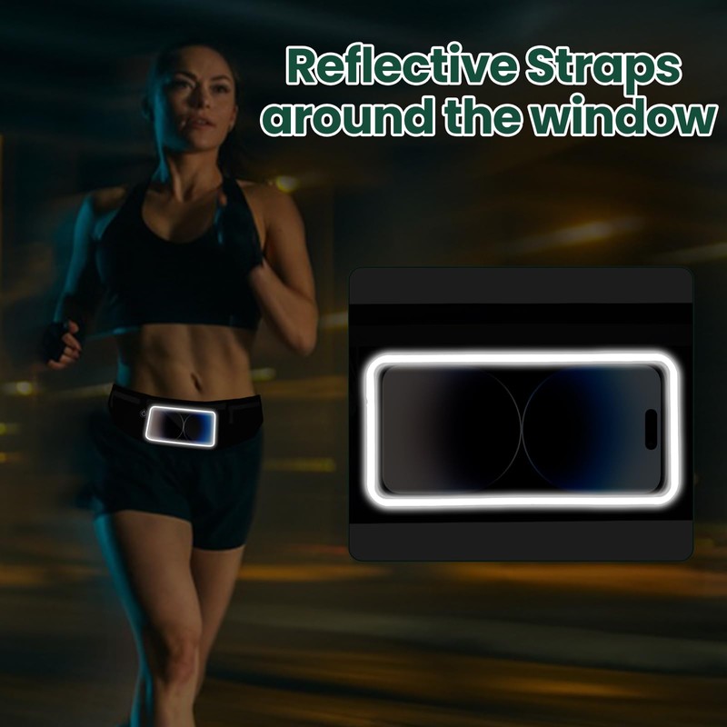 Running Belt Waist Pack with Touch Screen Window, Adjustable Fanny