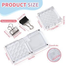 Mini Watercolor Palette, Portable Paint Palette with Brush Pens for Mini Sketchbook, Travel Painter,15 Grids Acrylic Clear Palette with Two Clip