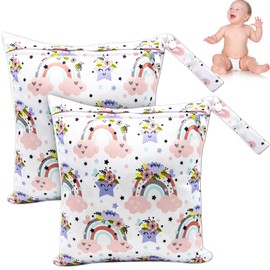 NTGRTY Nappy Bag, Pack of 2, Nappy Bags, Wet Dry Bags, Wet Dirty Laundry Bag, Waterproof Dry Wet Bag, Nappy Bag for Babies, Swimming, Camping, Travel, Gym, Workout, Beach, rainbow, Additional pocket