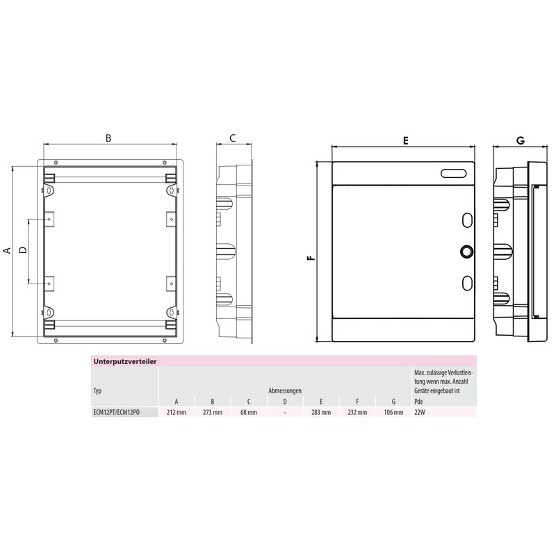 ETI 1-Row Fuse Box Flush-Mounted IP40 Distributor Housing White Door