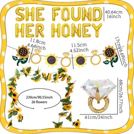 LaVenty She Found Her Honey Sign Bride to Bee Bridal Shower Decoration Balloons Backdrop Sunflowers Wedding Bride to Be Engagement Banner Props