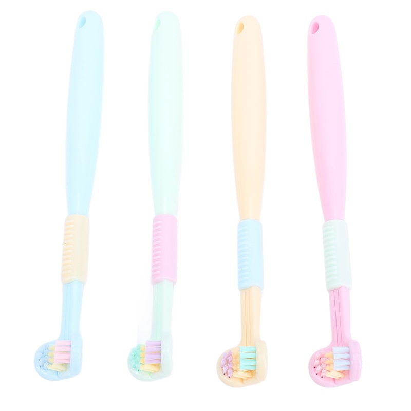 4pcs Three Sided Toothbrush Soft Bristles Three Head Teeth Cleaner