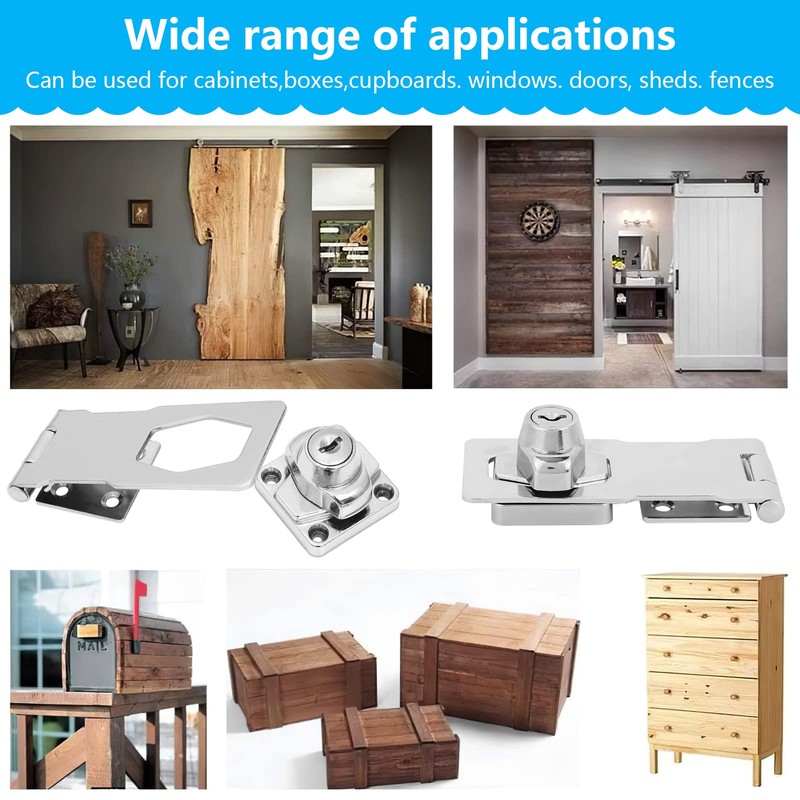 Keyed Hasp Locks, 2 Pcs Knob Locking Hasp, Cabinets Hasp
