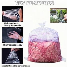 MITOB Reusable Extra Large Clear 3.94mil Plastic Bags 5 Pieces 27.6x39.4 inch Flat Open Storage Packaging for Dustproof Clothes Car Seat Luggage Suitcase Food Bulk Pack for Traveling Moving