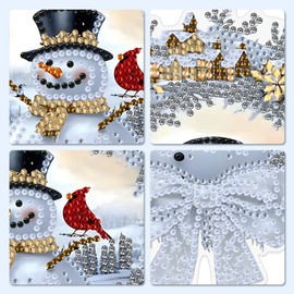 MXJSUA Christmas Ice Houses Special Shaped Hanging Diamond Painting Art Kits for Adults, Snowman Wreath Crystal Rhinestone Acrylic Gem Art Pendant Ornaments Kit for Home Decor and Gift 19.1x19.7CM