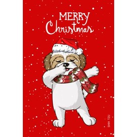 Merry Christmas Shih Tzu Dog Dabbing Notebook, Journal, Notes Christmas, Holiday Notebook: Wide Ruled Logbook, Christmas Notebook